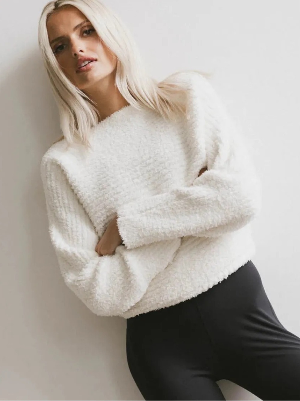 bohme Plush Cream Crewneck Sweater